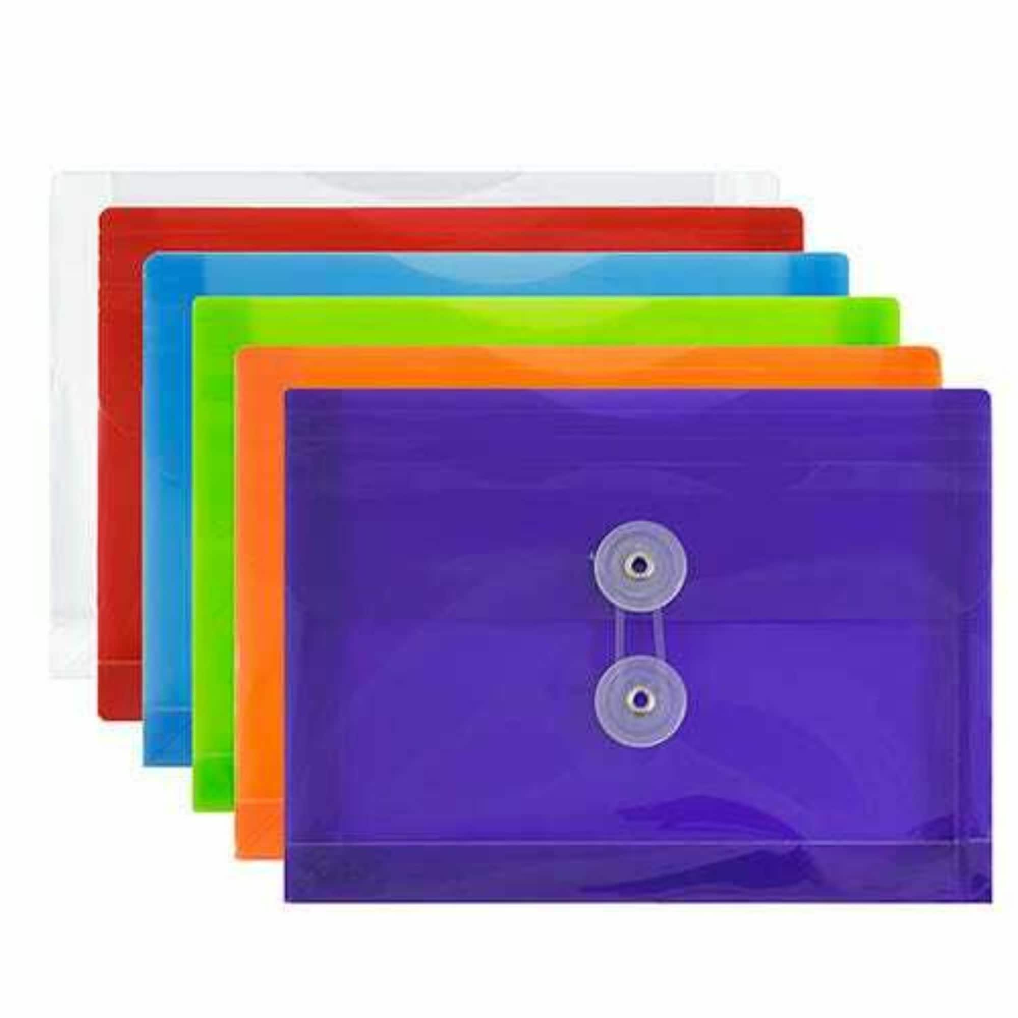 JAM Paper 5.5" x 7.5" Mixed Plastic Button String Index Booklet Envelopes, 12ct.
